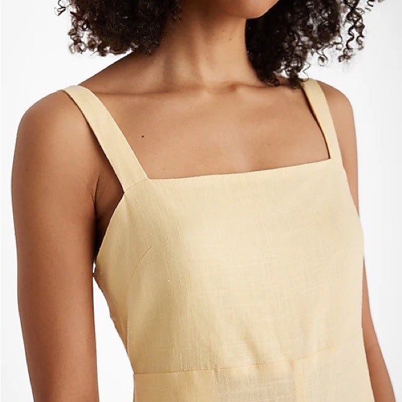 Express Linen-Blend Square Neck Sleeveless Romper NWT small retail $78 - Picture 2 of 9